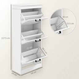 Wyld Haus Naravi Vino 3-Drawer Slim White Shoe Cabinet - Vertical Storage For Up To 15 Pairs - thumbnail 4