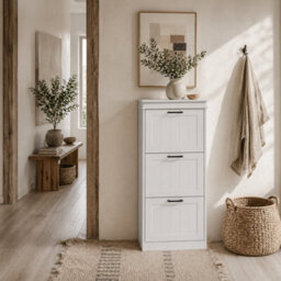 Wyld Haus Naravi Vino 3-Drawer Slim White Shoe Cabinet - Vertical Storage For Up To 15 Pairs - thumbnail 1