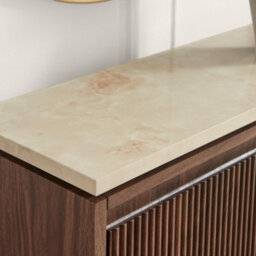 Furniturebox Uk Penrose Walnut & Cream Marble Effect Shoe Storage Cabinet - thumbnail 5