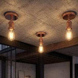 Single Head Fully Earth Ceiling Light Retro Flush Mount E27 Lamp Holder Sconce Chandeliers Pendent Set For Living Room - thumbnail 6