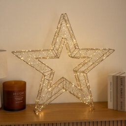 Samuel Alexander 70Cm Gold Light Up Christmas Star With 300 Warm White Leds & Timer - thumbnail 3