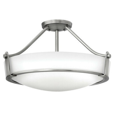 Elegant 2 Bulb Flush Light For Low Ceilings In Antique Nickel Finish