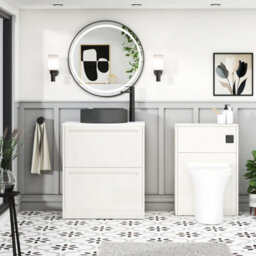 Royal Bathrooms Royal Bathroom Elmore 700mm Classic White Freestanding Bathroom Vanity Unit 2 Drawer Plain White Worktop With Art Round Basin - thumbnail 5