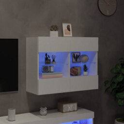 Berkfield Durable Tv Wall Cabinet With Led Lights White 78.5X30X60.5 Cm - thumbnail 4