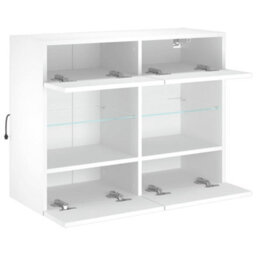 Berkfield Durable Tv Wall Cabinet With Led Lights White 78.5X30X60.5 Cm - thumbnail 8