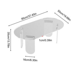 Fativo L95X W50X H35Cm Oval Clear Acrylic Coffee Table Modern Living Room Accent Sofa Center Table - thumbnail 2