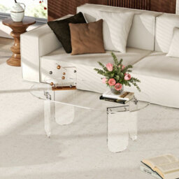 Fativo L95X W50X H35Cm Oval Clear Acrylic Coffee Table Modern Living Room Accent Sofa Center Table - thumbnail 8