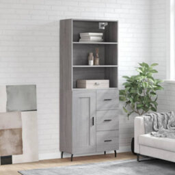 Berkfield Highboard Grey Sonoma 69.5X34X180 Cm Engineered Wood - thumbnail 1