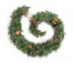 Best Artificial 6Ft Colorado Pine Christmas Garland Supplied With Pine Cones With 50 Warm White Battery Lights - thumbnail 1