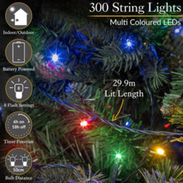 Christow Christmas Indoor/outdoor Battery Led String Lights Green Cable Multi Colour - 300 - thumbnail 2