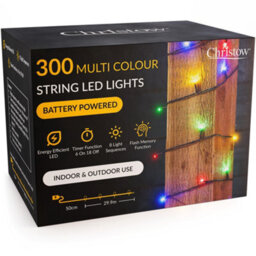 Christow Christmas Indoor/outdoor Battery Led String Lights Green Cable Multi Colour - 300 - thumbnail 1