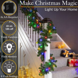 Christow Christmas Indoor/outdoor Battery Led String Lights Green Cable Multi Colour - 300 - thumbnail 4