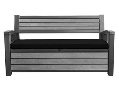 Crescent Garden Iceni & Eden Bench Seat Pad Water Resistant Garden Keter Bench Cushion Pad 128X50X5Cm Black Removable Cover - image 1