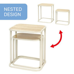 Taylor & Brown 2 Pack Nesting Coffee Tables For Living Room, Metal Frame With Mdf Top, Modern Nest Of 2 Sofa Side End Tables - thumbnail 6