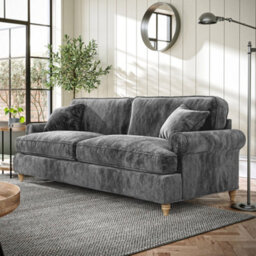 Alfie Charcoal Grey 4 Seater Sofa For Living Room - Fully Assembled By Roseland Furniture - thumbnail 2