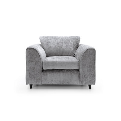Abakus Direct Harriet Crushed Chenille Armchair Chair In Light Grey - image 1