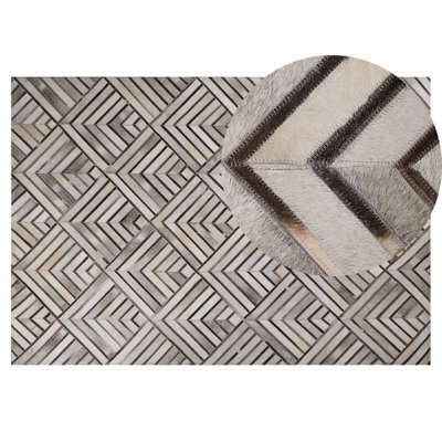 Beliani Rug Tekir Beige 140 X 200 Cm Leather - image 1