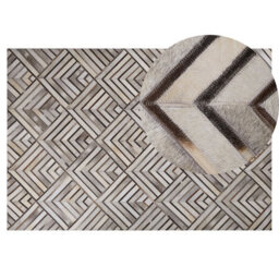Beliani Rug Tekir Beige 140 X 200 Cm Leather - thumbnail 1