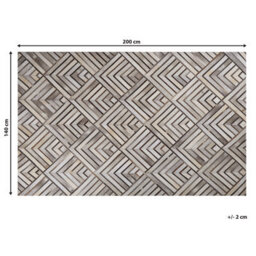 Beliani Rug Tekir Beige 140 X 200 Cm Leather - thumbnail 3