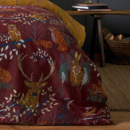 Furn. Forest Fauna Woodland Reversible Duvet Cover Set, Double, Orange - thumbnail 3