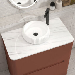 Royal Bathrooms Venice 800mm Terracotta Clay Freestanding Bathroom Countertop Vanity Unit 2 Drawer With Milan Basin - thumbnail 6