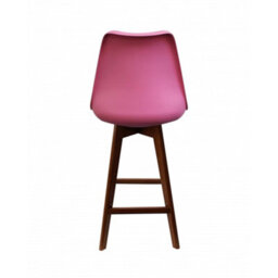 Fusion Living Soho Bright Pink Plastic Bar Stool With Dark Wood Legs - thumbnail 3