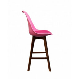 Fusion Living Soho Bright Pink Plastic Bar Stool With Dark Wood Legs - thumbnail 5
