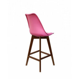 Fusion Living Soho Bright Pink Plastic Bar Stool With Dark Wood Legs - thumbnail 4