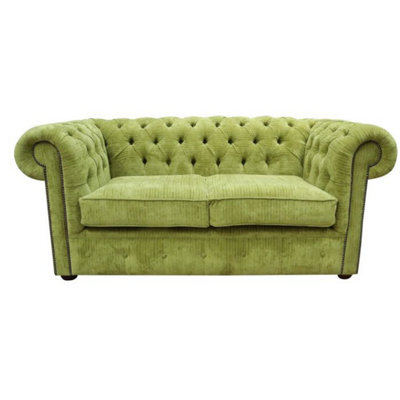 Chesterfield 2 Seater Sofa Settee Azzuro Olive Green Velvet Fabric In Classic Style - image 1