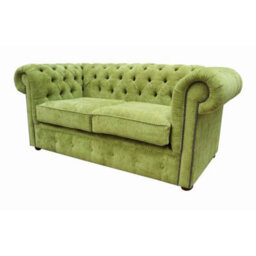 Chesterfield 2 Seater Sofa Settee Azzuro Olive Green Velvet Fabric In Classic Style - thumbnail 5