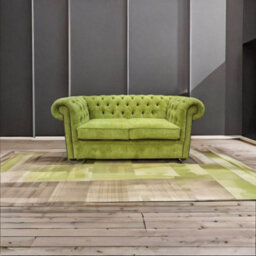 Chesterfield 2 Seater Sofa Settee Azzuro Olive Green Velvet Fabric In Classic Style - thumbnail 4