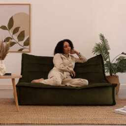 icon Kota Velvet Xl Bean Bag Sofa Olive Green Bean Bag Chair - thumbnail 2