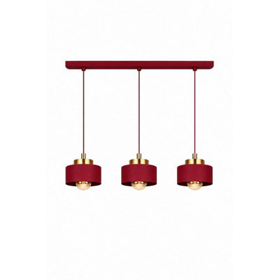 Luminosa Lighting Luminosa Simply Bar Pendant Ceiling Light Burgundy, Gold 3X E27 - image 1