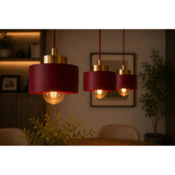 Luminosa Lighting Luminosa Simply Bar Pendant Ceiling Light Burgundy, Gold 3X E27 - thumbnail 3
