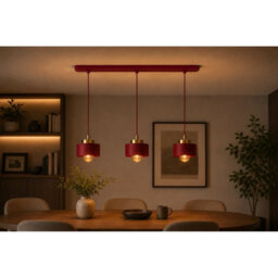 Luminosa Lighting Luminosa Simply Bar Pendant Ceiling Light Burgundy, Gold 3X E27 - thumbnail 2