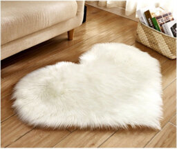 Living And Home White Heart Shape Super Soft Shaggy Floor Area Rug Kids Room Decor Seat Pad 40 X 50 Cm - thumbnail 2