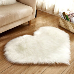 Living And Home White Heart Shape Super Soft Shaggy Floor Area Rug Kids Room Decor Seat Pad 40 X 50 Cm - thumbnail 1