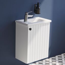 Vitra Harlow Ridge Matt White Wall-Mounted Cloakroom Vanity Unit & Basin Set (W)455mm (H)575mm - thumbnail 2