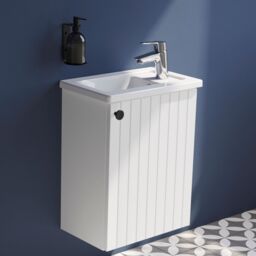 Vitra Harlow Ridge Matt White Wall-Mounted Cloakroom Vanity Unit & Basin Set (W)455mm (H)575mm - thumbnail 3