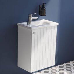 Vitra Harlow Ridge Matt White Wall-Mounted Cloakroom Vanity Unit & Basin Set (W)455mm (H)575mm - thumbnail 5