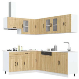 Berkfield 11 Piece Kitchen Cabinet Set Kalmar Sonoma Oak Engineered Wood