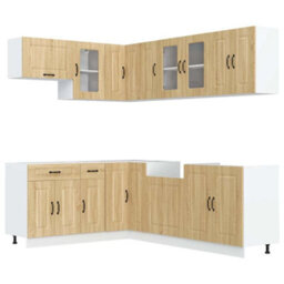 Berkfield 11 Piece Kitchen Cabinet Set Kalmar Sonoma Oak Engineered Wood - thumbnail 2