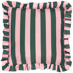 furn. Furn Palm Royale Stripe Ruffle Printed Outdoor Cushion, Pink/green, 50 X 50Cm - thumbnail 1