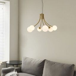 Ceiling Pendant Light Satin Brass Plate & Opal Glass 6 X 3W Led G9 - thumbnail 4