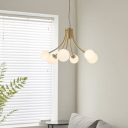 Ceiling Pendant Light Satin Brass Plate & Opal Glass 6 X 3W Led G9 - thumbnail 5