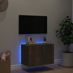 Berkfield Tv Wall Cabinet With Led Lights Smoked Oak 60X35X41 Cm - thumbnail 4