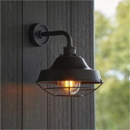 Loops 2 Pack Ip44 Outdoor Wall Light - Textured & Matt Black Caged Lamp - Garage Porch - thumbnail 3