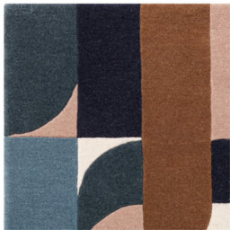 Blue Teal Handmade Abstract Geometric Wool 12-14mm Thick Stain-Resistant Rug For Bedroom, & Dining Room-160Cm X 230Cm - thumbnail 2