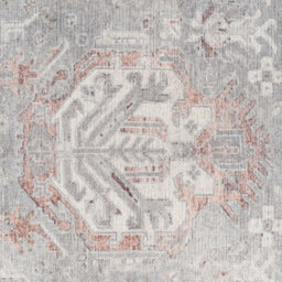 Loomed Distressed Grey Persian Style Washable Non Slip Rug 80X150Cm - thumbnail 5