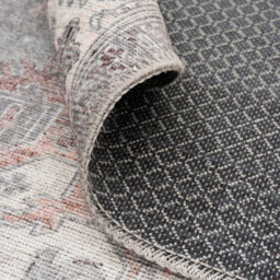 Loomed Distressed Grey Persian Style Washable Non Slip Rug 80X150Cm - thumbnail 7